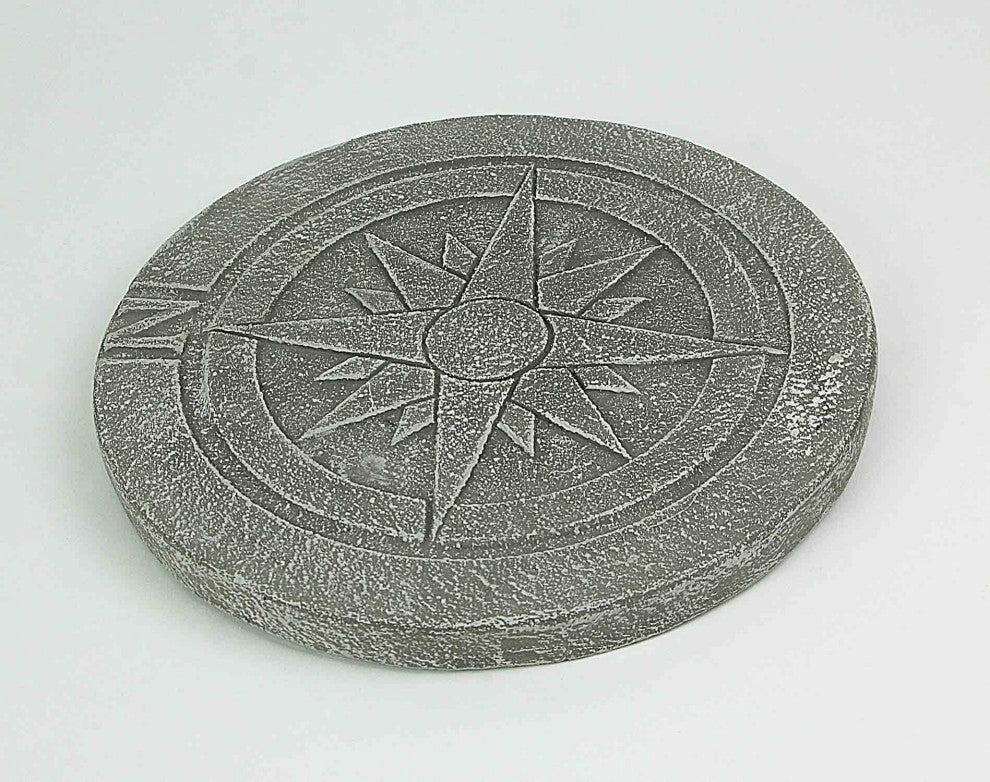 3 Compass Design Natural Gray Finish Round Cement Stepping Stones/Wall Hangings
