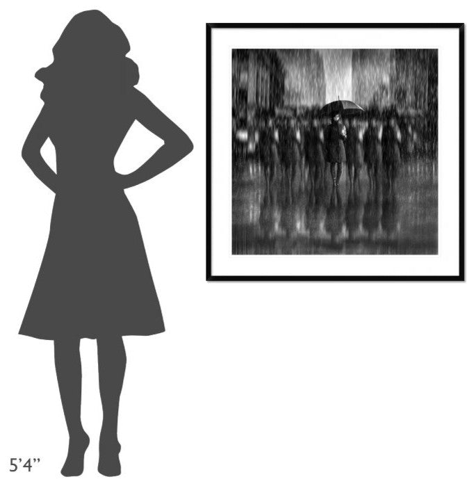 "Girls In The Rain" Framed Digital Print by Antonyus Bunjamin (Abe), 38"x38"