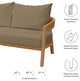 Lounge Loveseat Sofa, Brown Natural, Teak Wood, Modern, Outdoor Hospitality