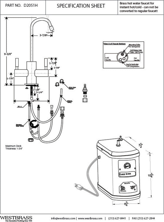 Contemporary 10" Hot And Cold Water Dispenser And Tank In Oil Rubbed Bronze