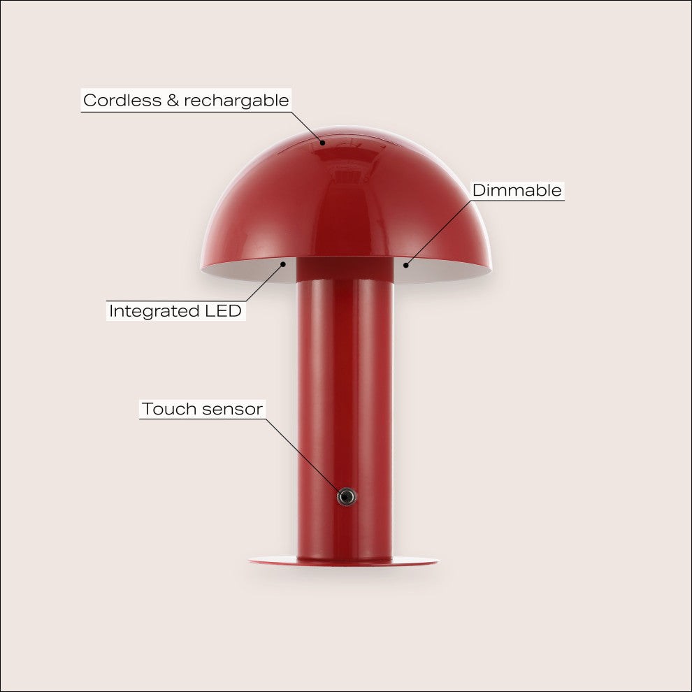 Bohemian Rechargeable/Cordless Iron Dimmable Integrated LED Mushroom Table Lamp
