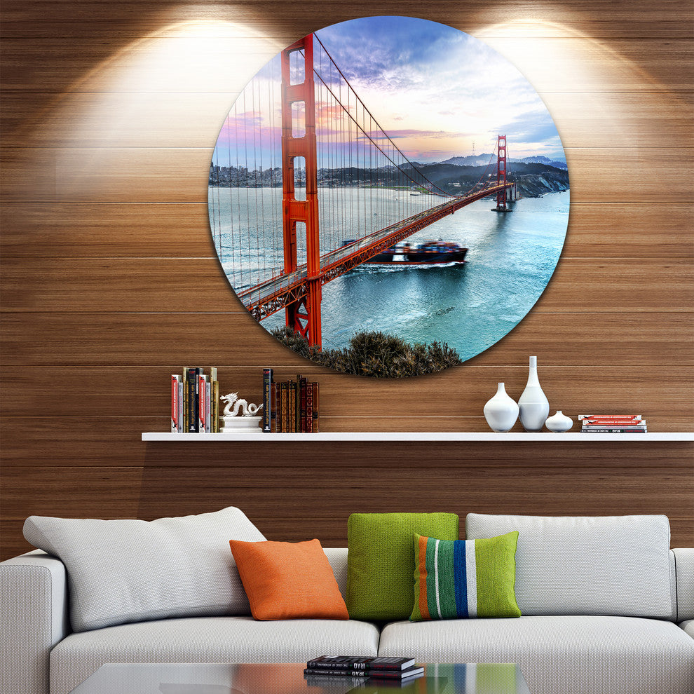Golden Gate In San Francisco, Sea Bridge Disc Metal Artwork, 23"