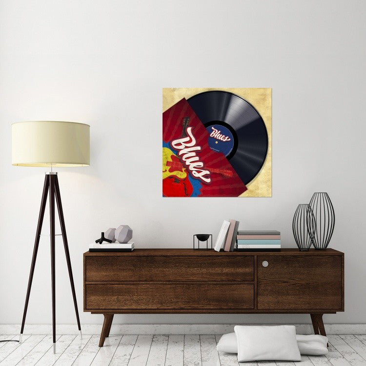 "Vinyl Club, Blues" Stretched Canvas Giclee by Steven Hill, 36x36"