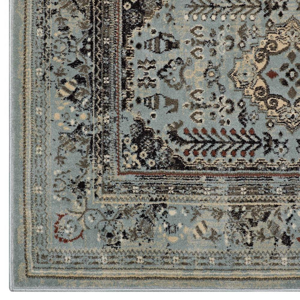 Modway Enye Distressed Vintage Floral Lattice 8'x10' Area Rug, Brown