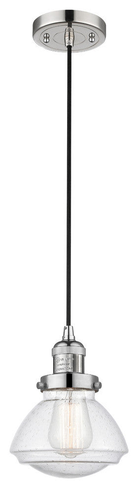 Olean 1-Light Mini Pendant, Polished Nickel, Seedy