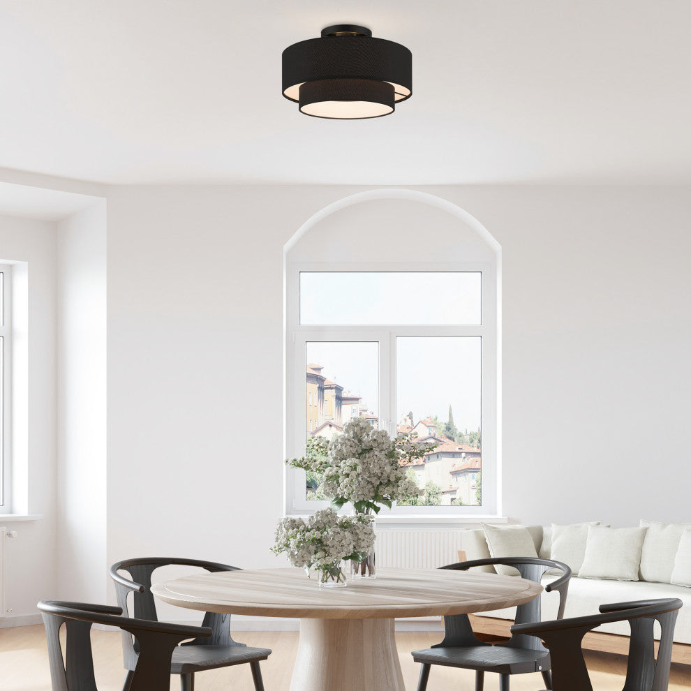 Bainbridge 3-Light Black Large Semi-Flush