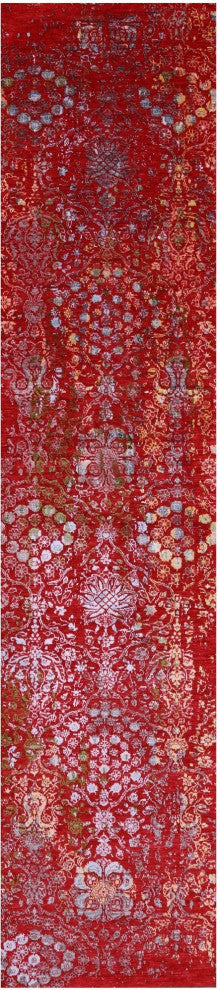 Runner Modern Wool and Silk Handmade Rug 2' 7" X 12' 1" Q11820