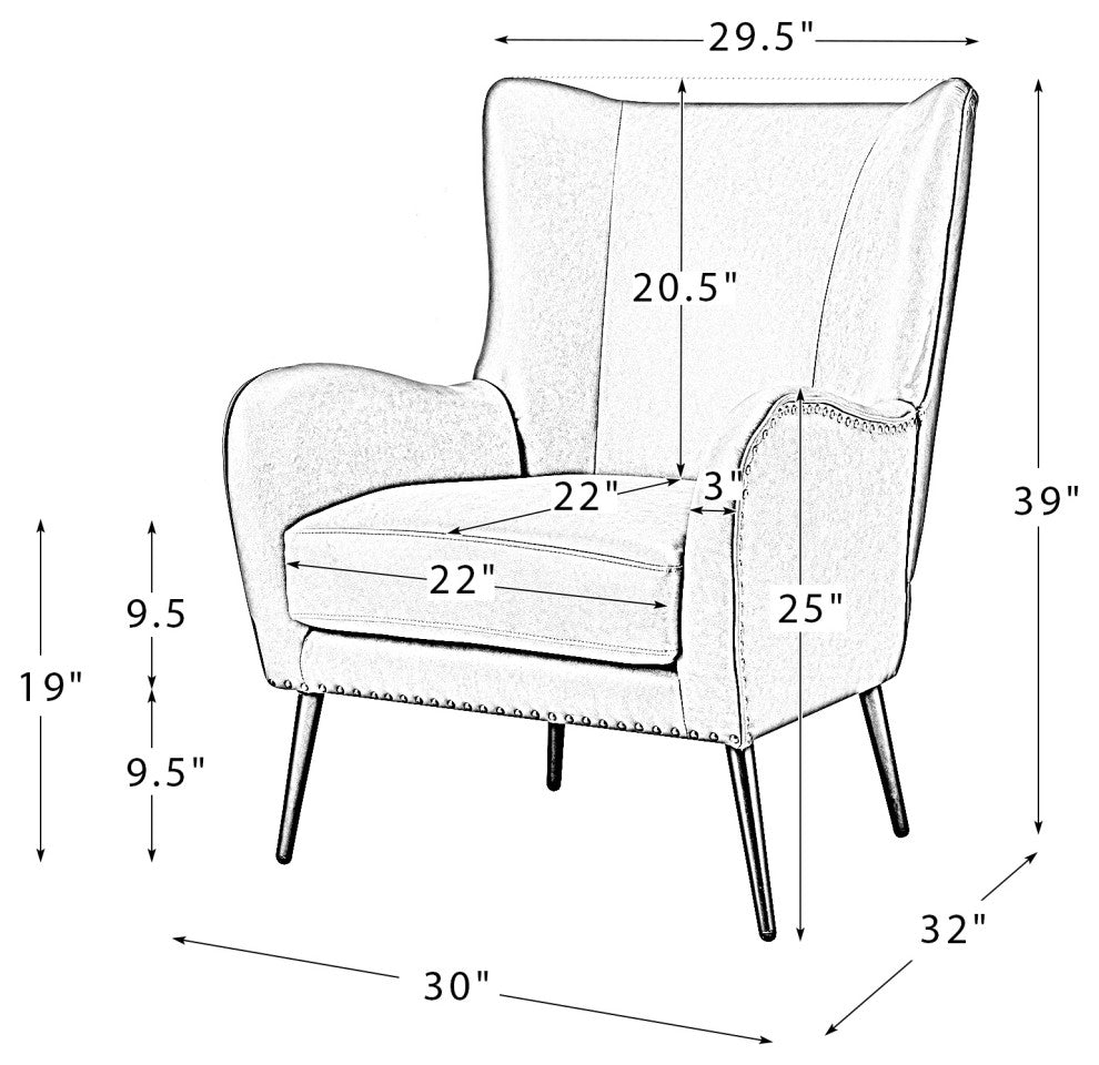 39" Comfy Living Room Armchair With Special Arms, Set of 2, Ivory