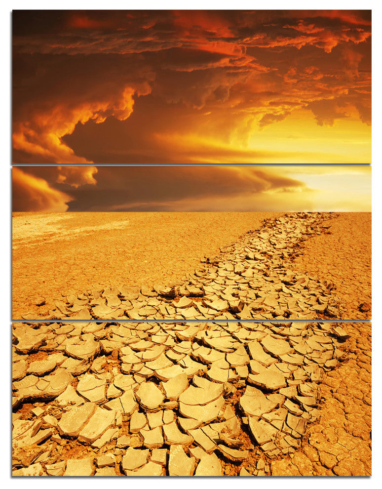 "Drought Land Under Dramatic Sky" Metal Wall Art, 3 Panels, 28"x36"