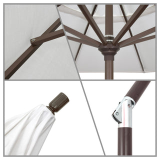9' Bronze Push-Button Tilt Crank Aluminum Umbrella, Beige Pacifica
