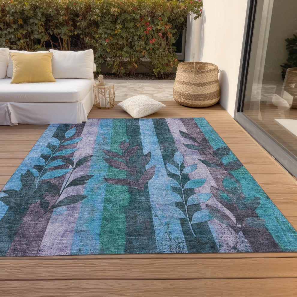 Machine Washable Indoor/Outdoor Chantille ACN1871 Denim 8' x 10' Rug