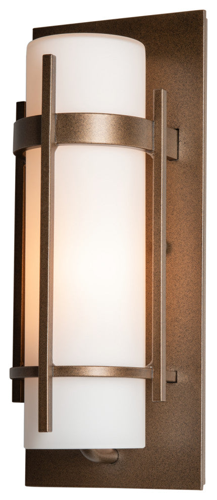 Banded Small Outdoor Sconce, Coastal Bronze Finish, Opal Glass
