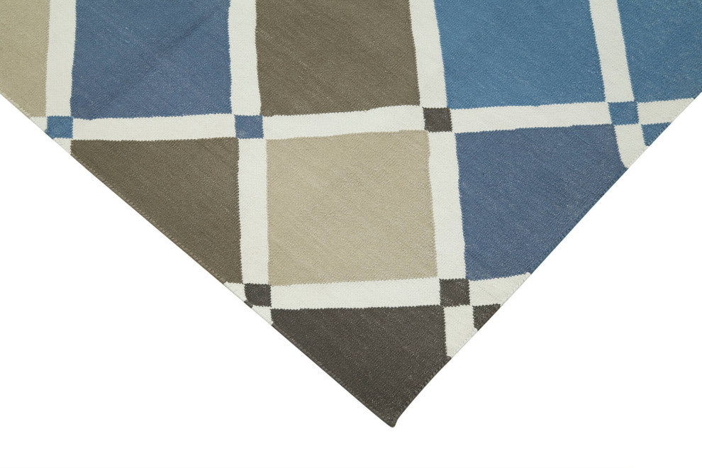 Rug N Carpet - Handmade Wool 3' 6'' x 5' 3'' Geometric Dhurrie Kilim Rug