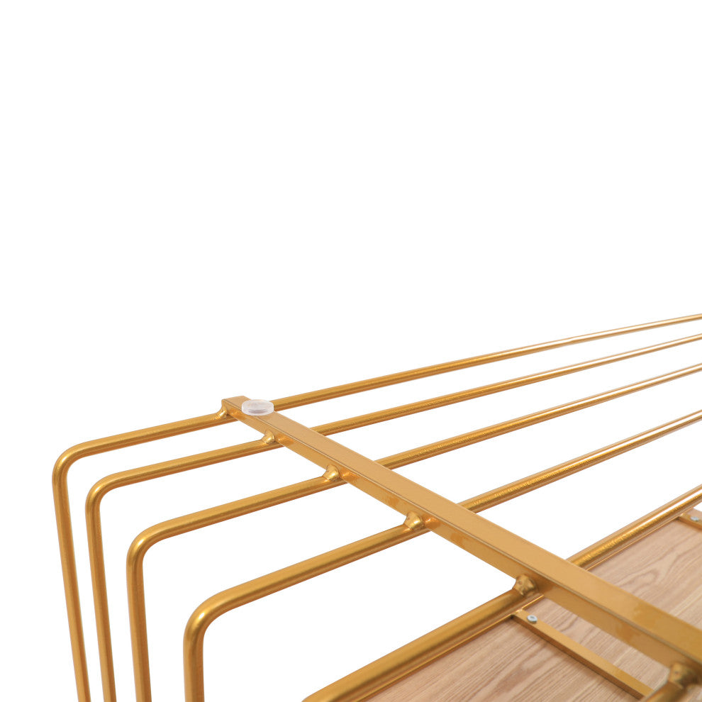 LeisureMod Walden Rectangular Coffee Table Powder Coated Steel Frame, Gold