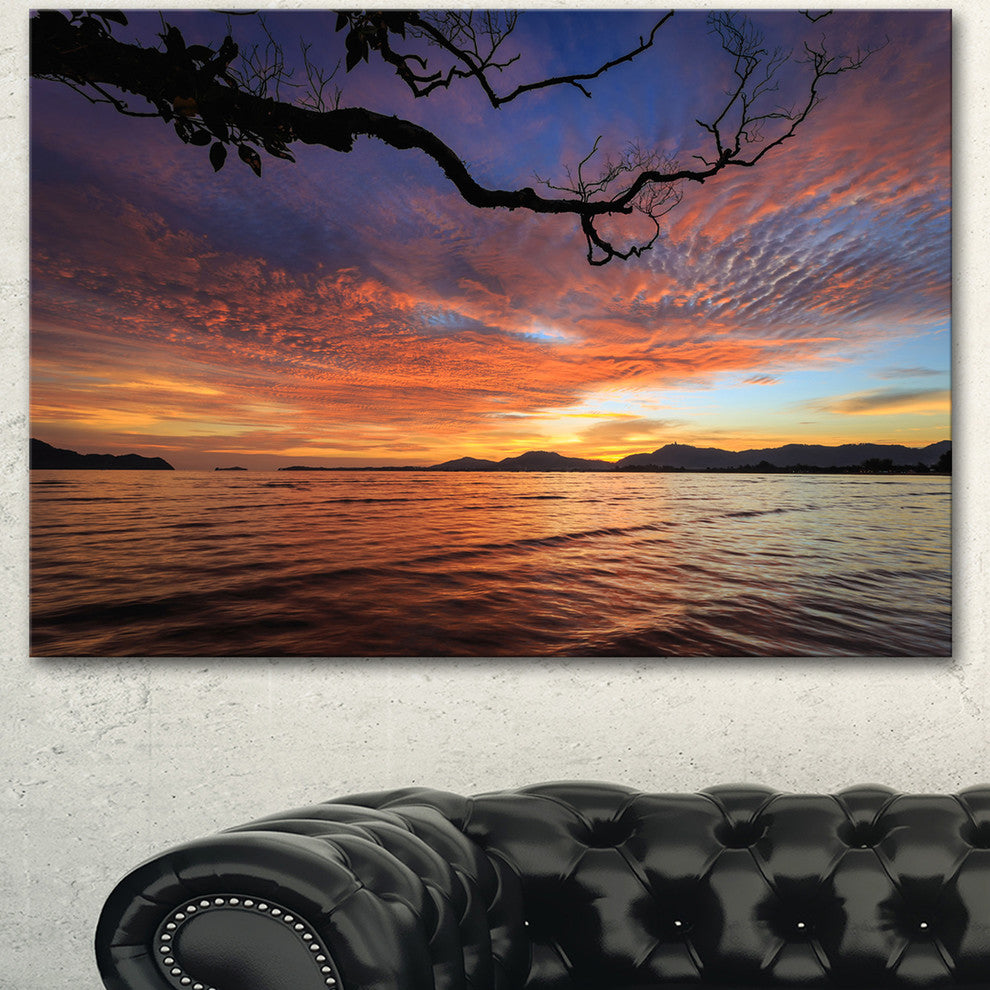Beautiful Sunset Beach In Phuket, Seashore Canvas Art Print, 60"x28"
