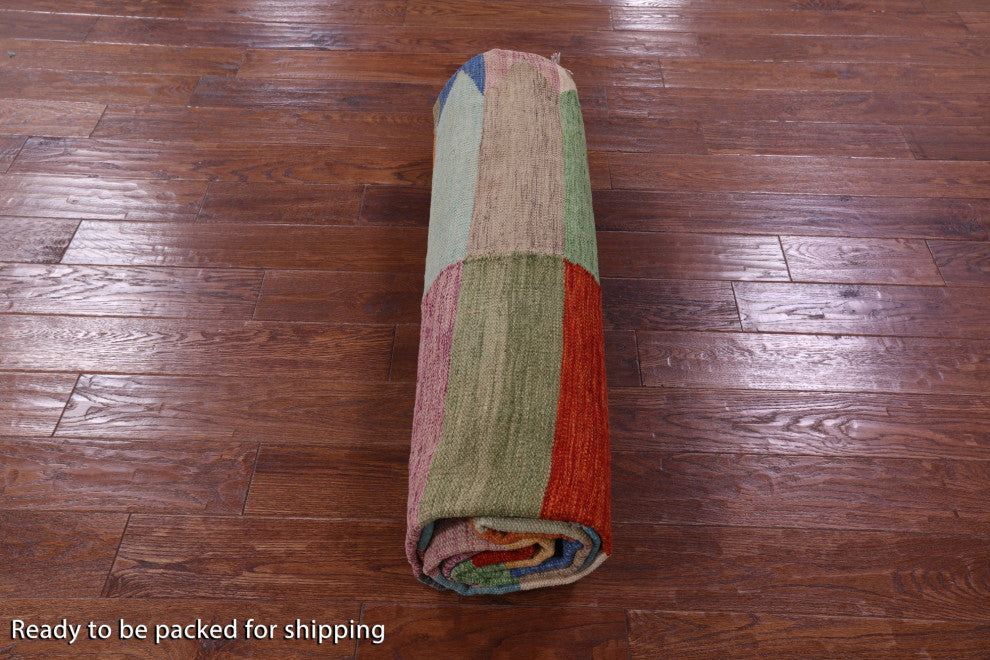 9' 6" X 12' 0" Kilim Flat Weave Wool On Wool Rug - Q12588