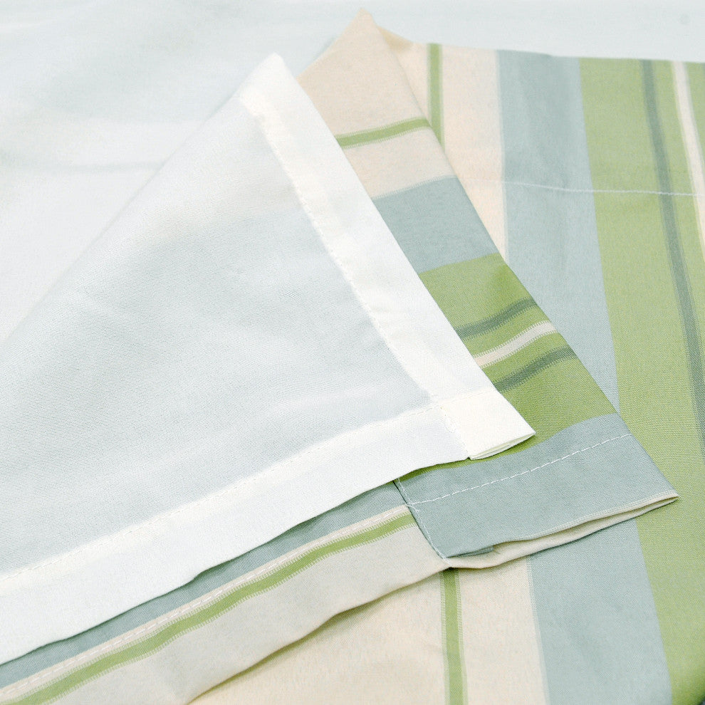 2-Piece Convent Garden Curtain Set, Green Stripe