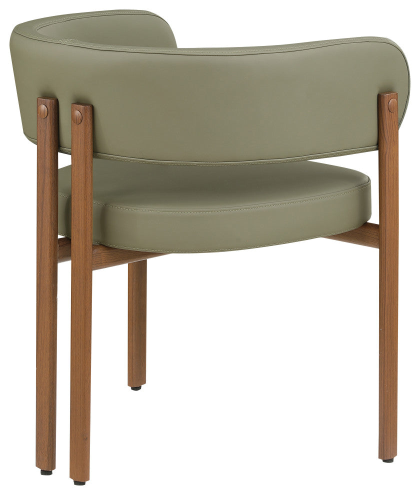 Gideon Black Faux Leather Dining Chair (Set of 2), Olive, Walnut Finish