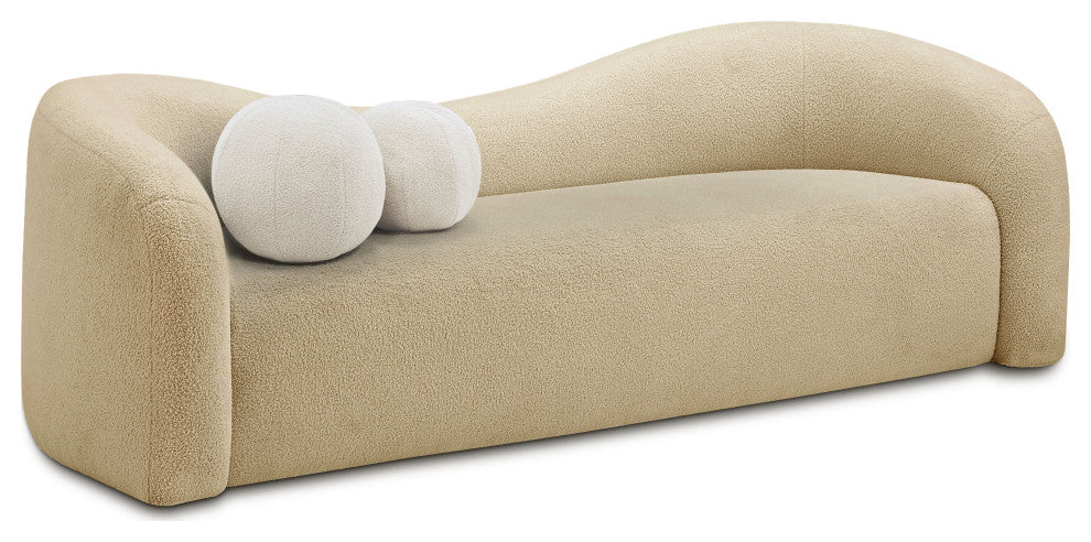 Kali Faux Shearling Teddy Fabric Upholseterd  Sofa, Beige