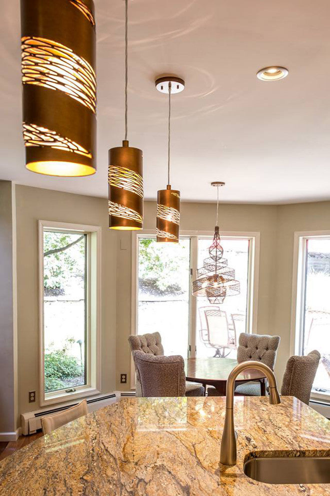 Flow 1-Light Cylinder Mini Pendant, Hammered Ore