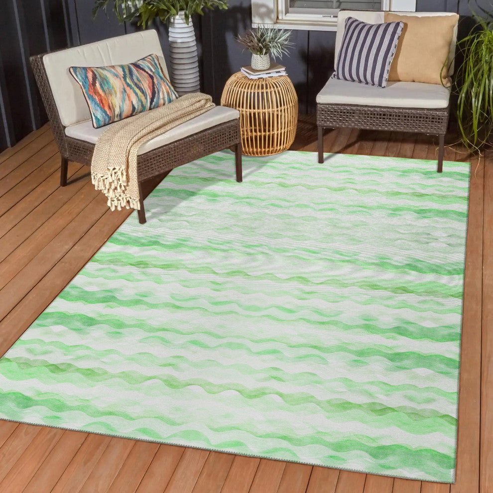 Indoor/Outdoor Seabreeze SZ16 Cactus Machine Washable 9' x 12' Rug