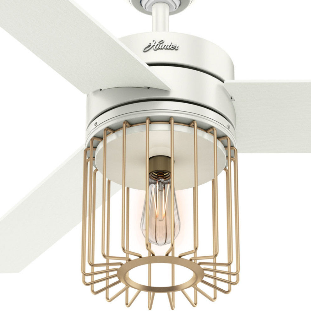 Hunter Fan Company  52" Ronan  Ceiling Fan With Light + Remote, Fresh White