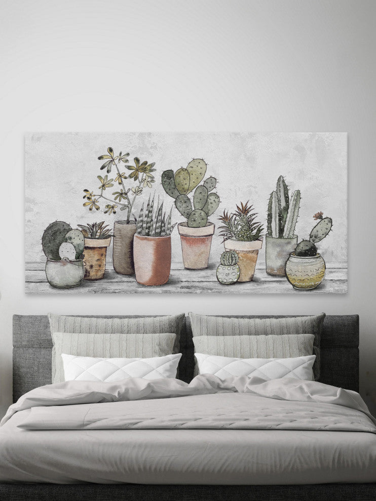 "Mixed Cacti and Succulents" Painting Print on Wrapped Canvas