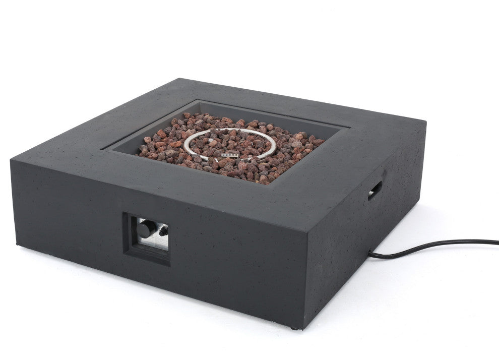 GDF Studio Hearth Square 50K BTU Outdoor Gas Fire Pit Table With Tank Holder, Dark Gray