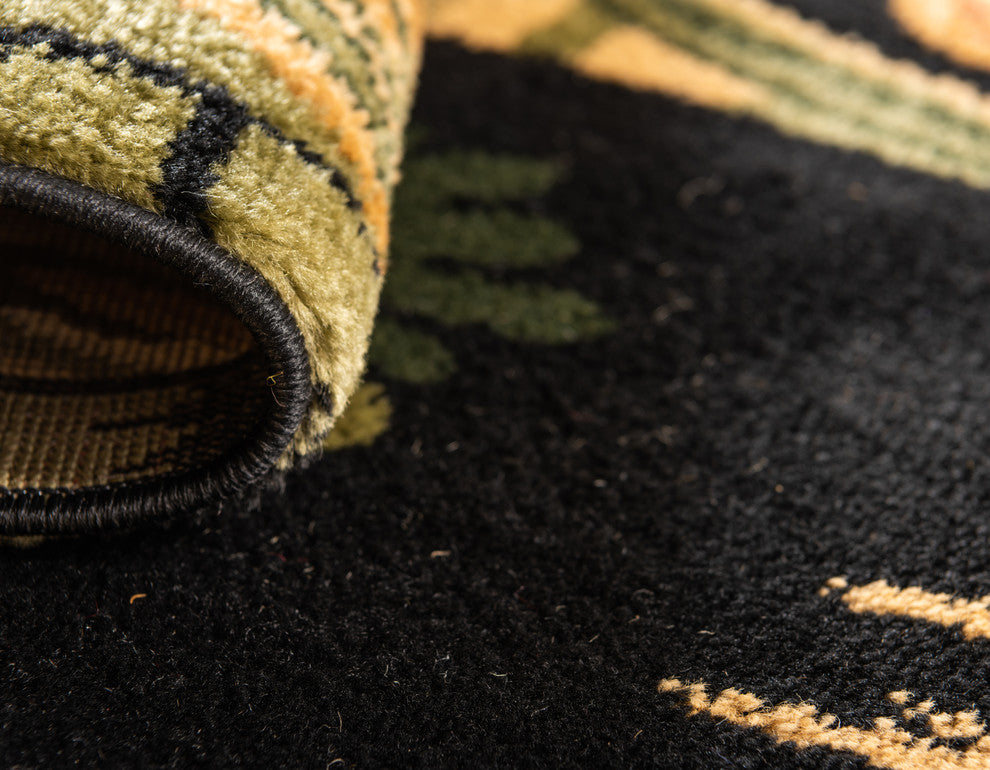 Unique Loom Black Barnyard Farm 4' Round Rug