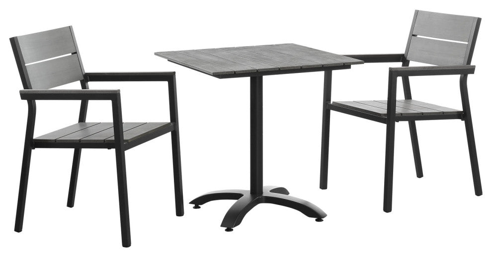 Brown Gray Maine 3 Piece Outdoor Patio Dining Set