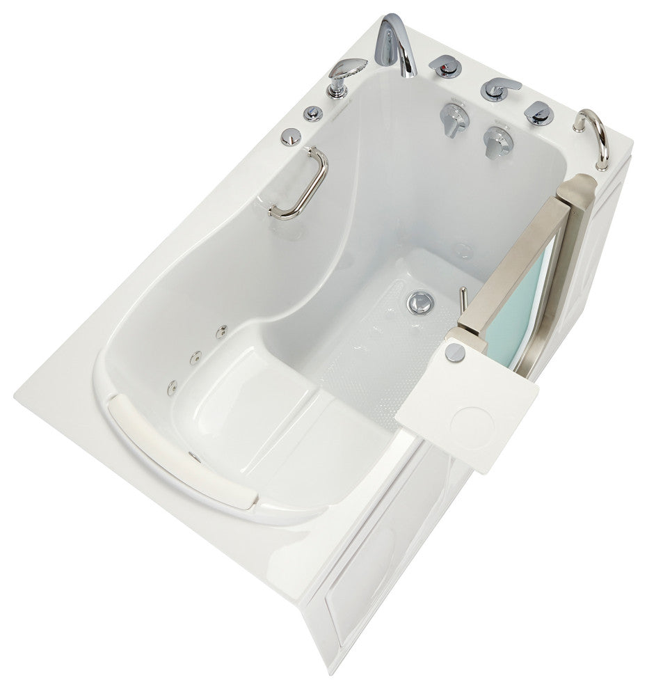Ella Royal 32"x52" Acrylic Massage Walk-In Bathtub Inward Swing Door, Dual Drain