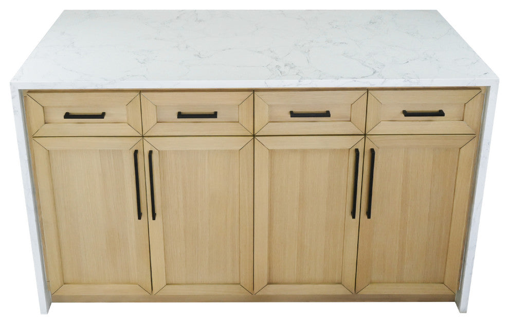 Palisade 60" Kitchen Island, Blonde, Engineered Marble