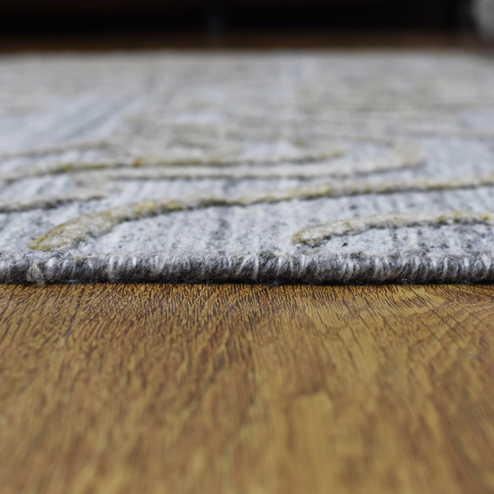 HAND WOVEN FLAT WEAVE KILIM POLYESTER AREA RUGS -Rectangle,Silver,Abstract, [Rectangle] 3'x5'
