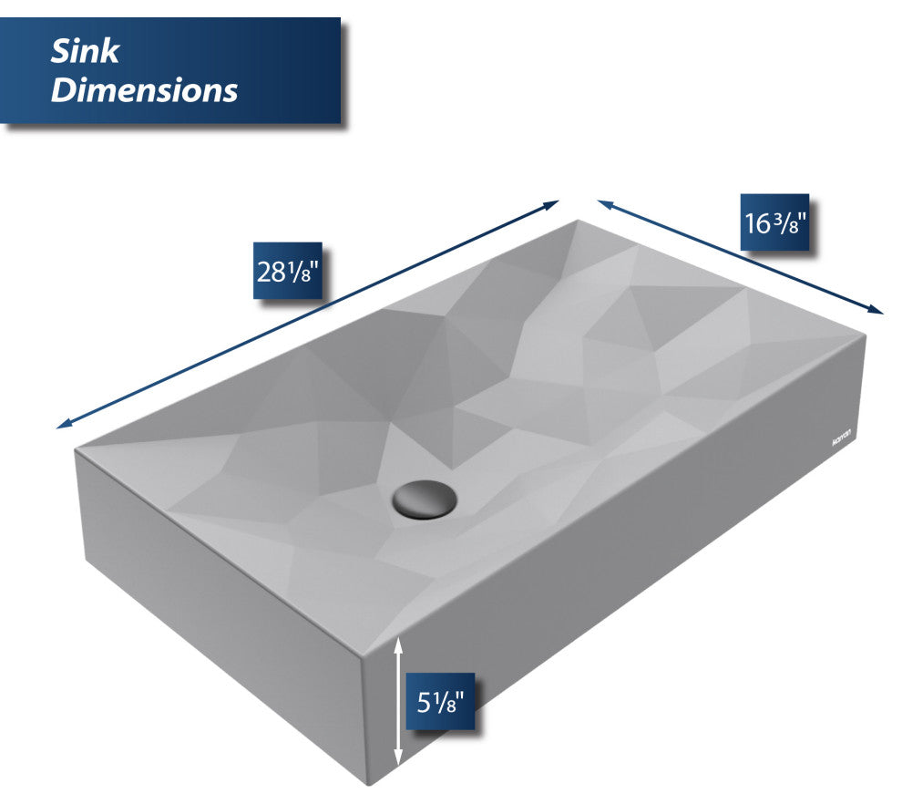 Karran Diamond SQS400 Quartz 28" Bathroom Vessel Sink, Grey