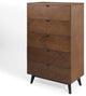 Dresser Drawer Chest Stand, Wood, Brown Walnut, Modern Mid-Century Living Room