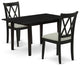 3-Pc Dining Table Set 2 Dining Chairs, Butterfly Leaf Dinette Table, Black
