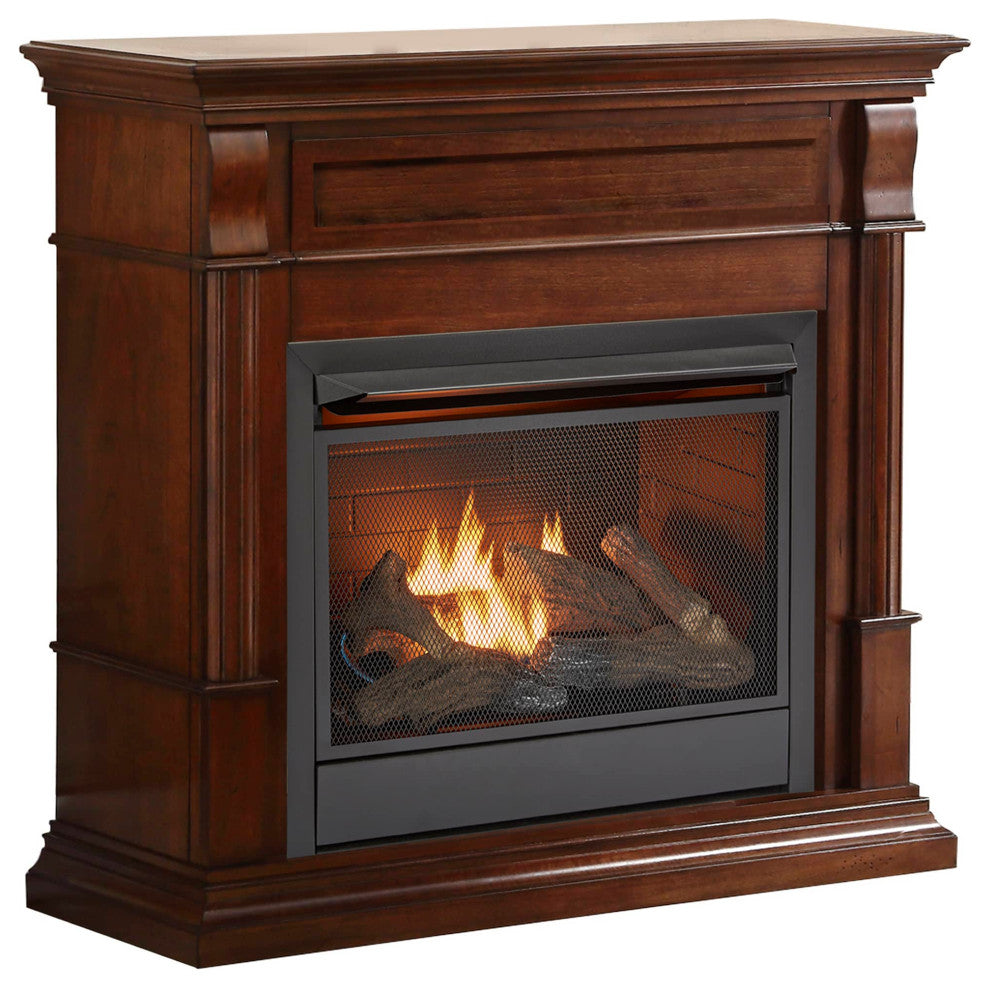 Duluth Forge Dual Fuel Ventless Gas Fireplace, 26,000 BTU, Remote, Auburn Cherry