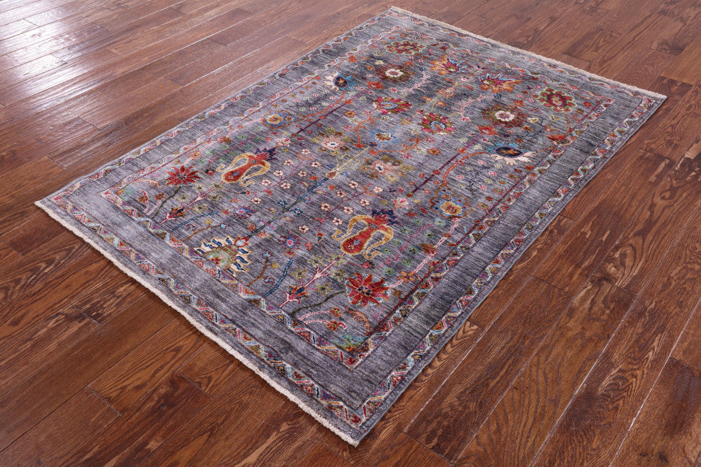 4' 2" X 6' 0" Persian Tabriz Handmade Wool Rug Q9814