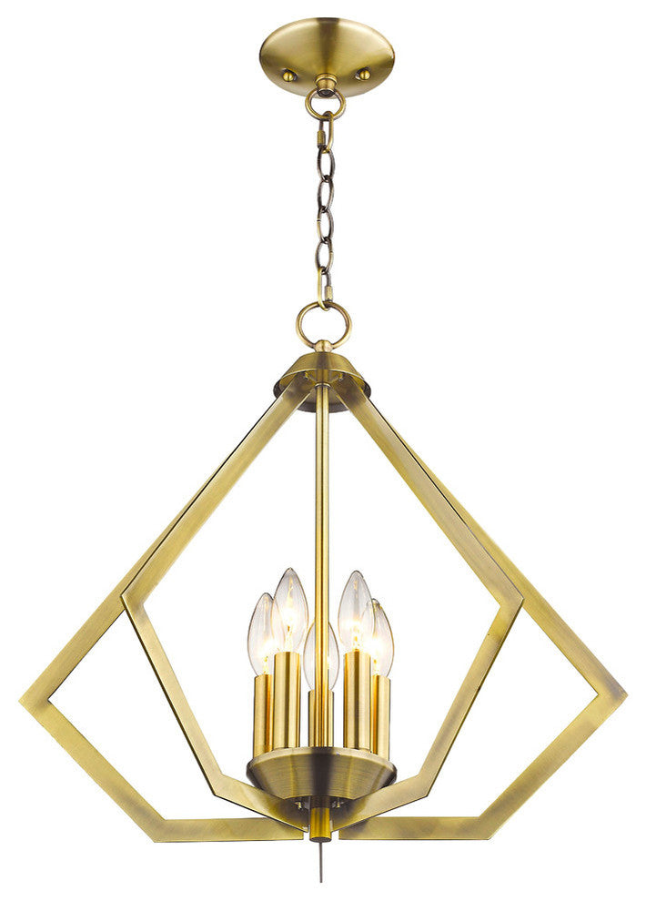 Prism 5-Light Chandelier, Antique Brass