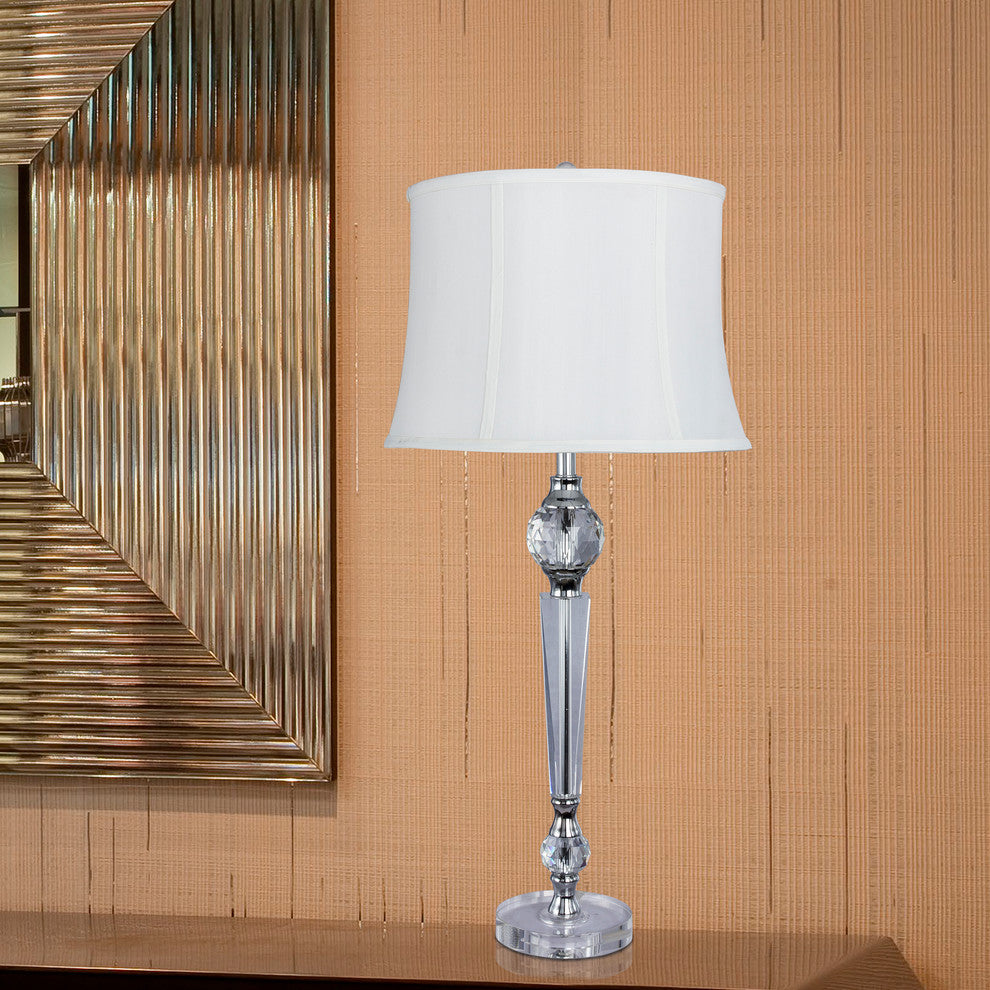 Fangio Lighting 29" Crystal Lamp With Chrome Metal Accent