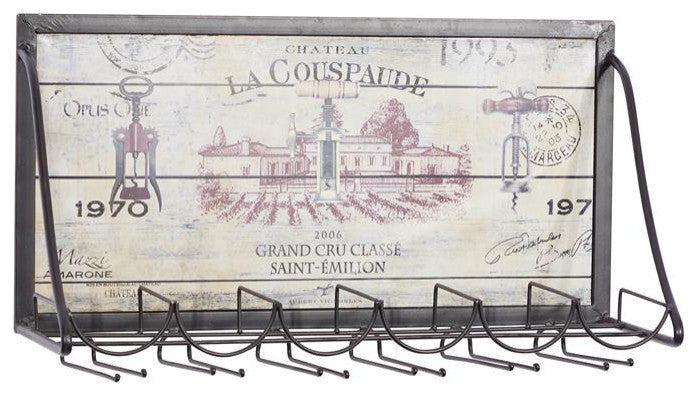Black Metal Vintage Wall Wine Rack