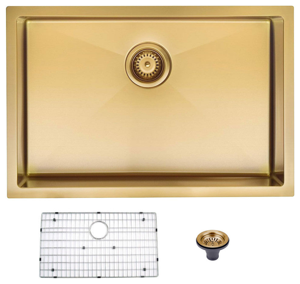 HIGOLD Single Bowl Undermount Kitchen Sink, Nano, PVD Gold