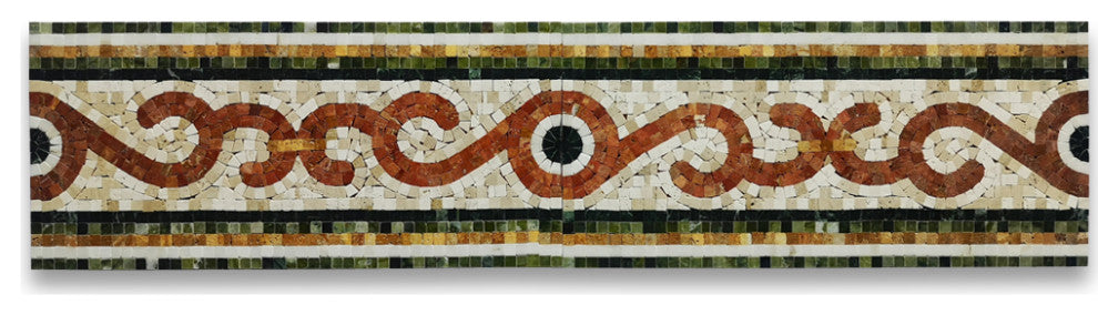 Coral Seagrass 8.3x17.7 Marble Mosaic Border Listello Tile Polished, 1 piece