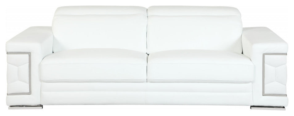2-Piece Indoor White Italian Leather Five Person Seating Set