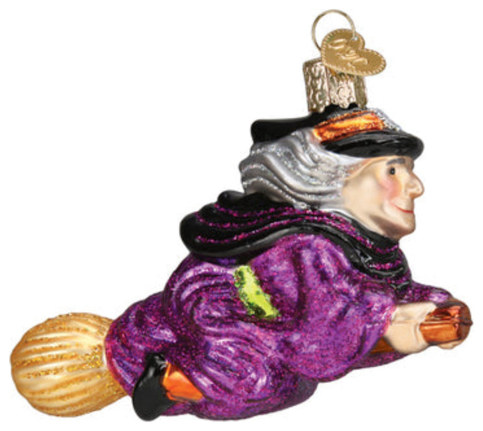 Old World Christmas Witch On Broomstick Blown Glass Holiday Ornament For Tree