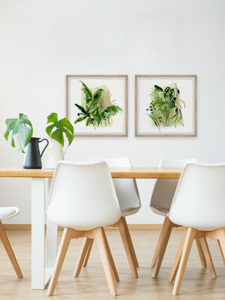 Glowing Greens Diptych, 2-Piece Set, 32x32 Panels