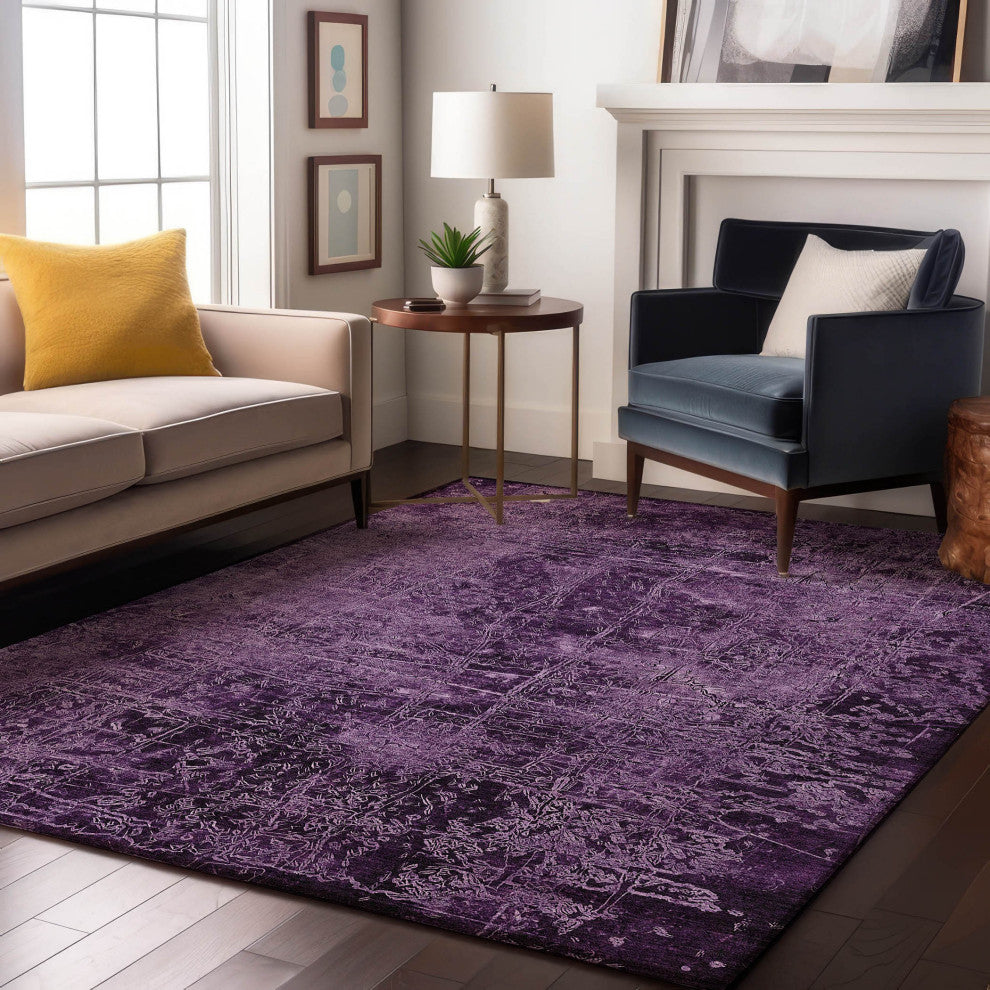 Premium Machine Washable Mayfield AMF559 Purple 8' x 10' Rug
