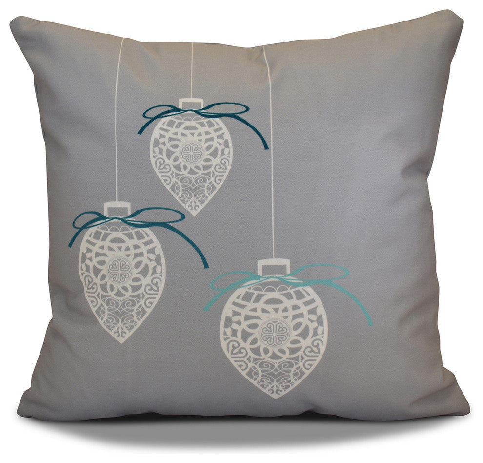 Decorative Holiday Pillow Geometric Print, Gray, 26"x26"