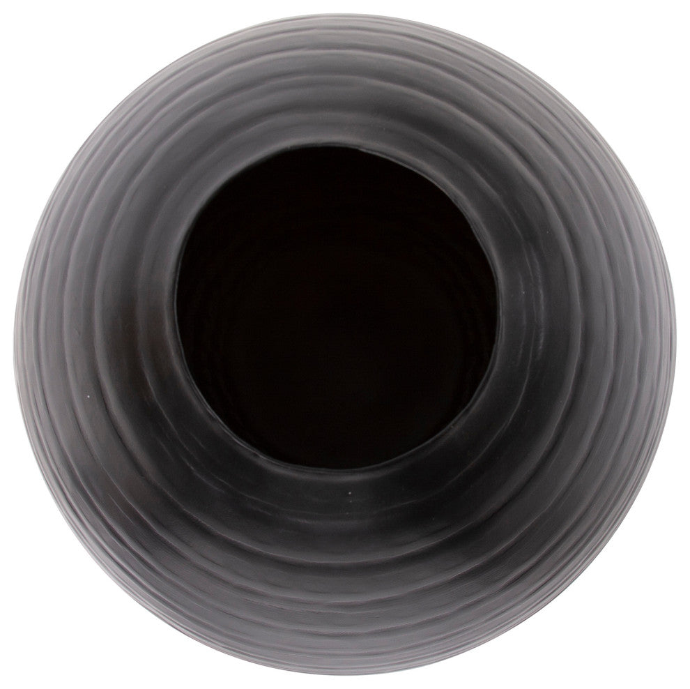 Chiseled Black Teardrop Vase, Medium