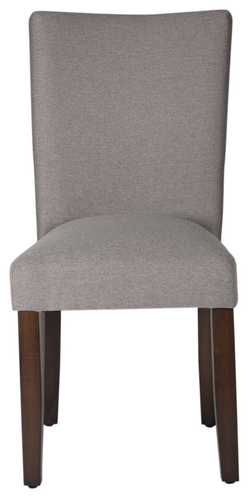 Benzara BM195015 Fabric Upholstered Wooden Parson Dining Chair, Gray and Brown